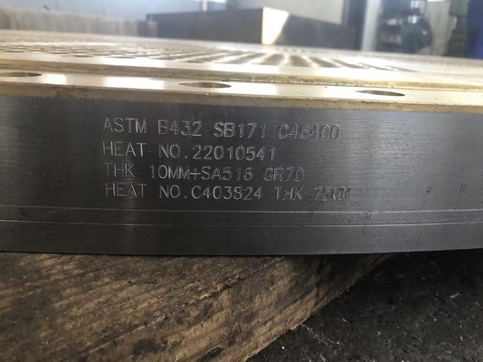 Feuille de tube en laiton ASTMC46400 Feuilles de tube explosantes de 12 mm Échangeur de chaleur à plaques collées