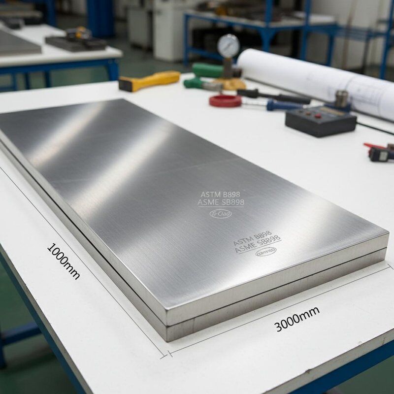Largeur 100 mm 3000 mm Plaque revêtue de titane ASTM B898 ASME SB898 Plaque métallique certifiée pour sa résistance à la corrosion et sa durabilité